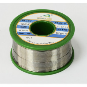 Soldar Sn62Pb36Ag2 con plata y fundente SD-82, 0.8 mm